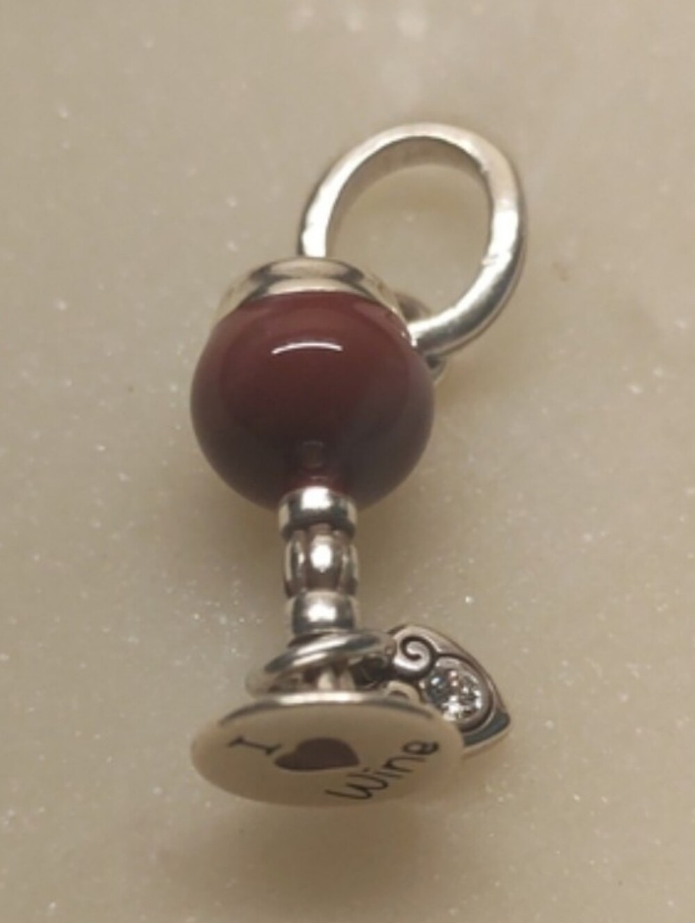 Brighton Wine Glass I ❤️ Love Wine Charm